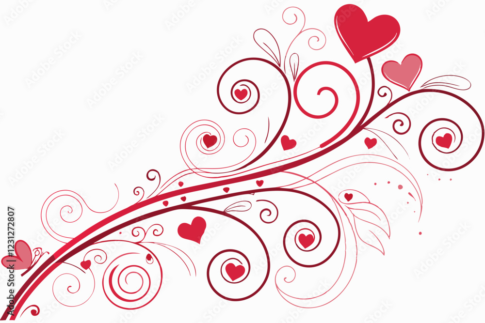 Swirling Hearts: An elegant and romantic design of a swirling vine adorned with hearts of various sizes. The vibrant red color creates a sense of passion and love. Ideal for Valentine's Day. Swirling Hearts: An elegant and romantic design of a swirling vine adorned with hearts of various sizes. The vibrant red color creates a sense of passion and love. Ideal for Valentine's Day.