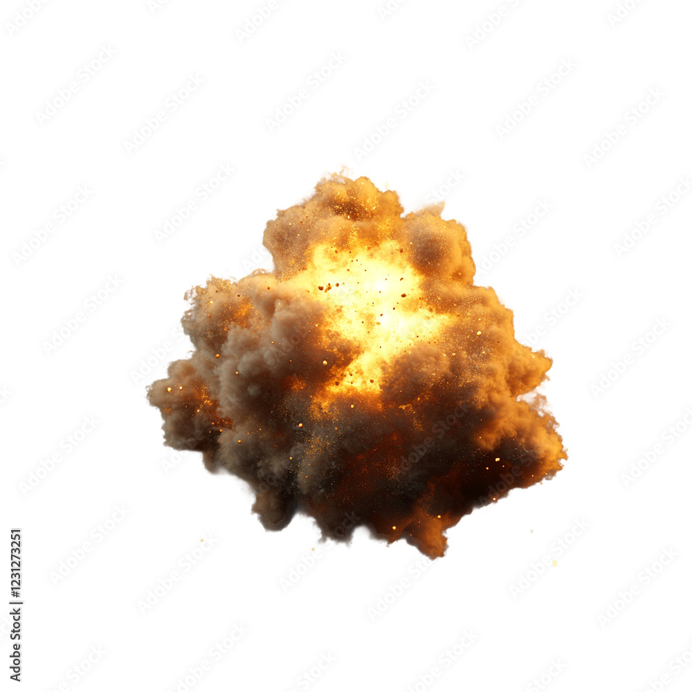 Fototapeta premium Explosion with golden and orange hues radiating