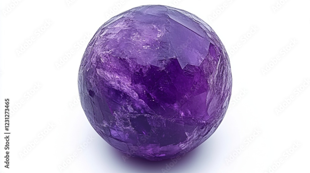 Purple Amethyst Sphere Gemstone on White Background for Display Purple Amethyst Sphere Gemstone on White Background for Display