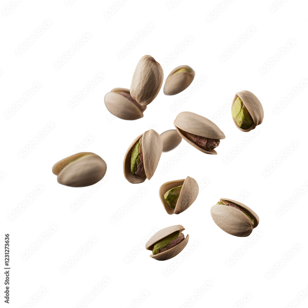 Flying delicious pistachios in hyper-realistic Flying delicious pistachios in hyper-realistic