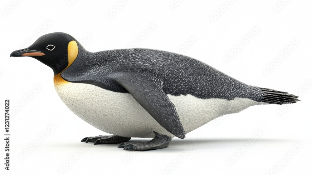 Realistic 3D Render of an Emperor Penguin on a White Background Realistic 3D Render of an Emperor Penguin on a White Background