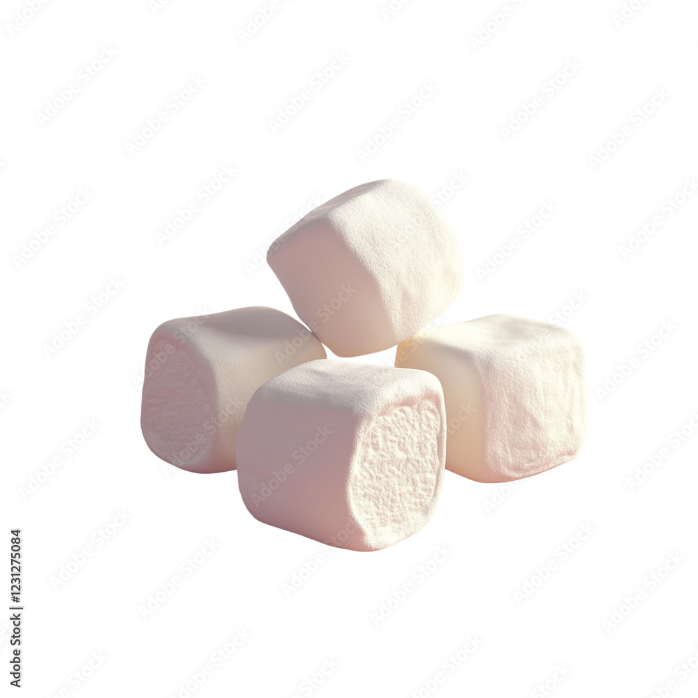 Four delicious marshmallows in minimalist flat Four delicious marshmallows in minimalist flat