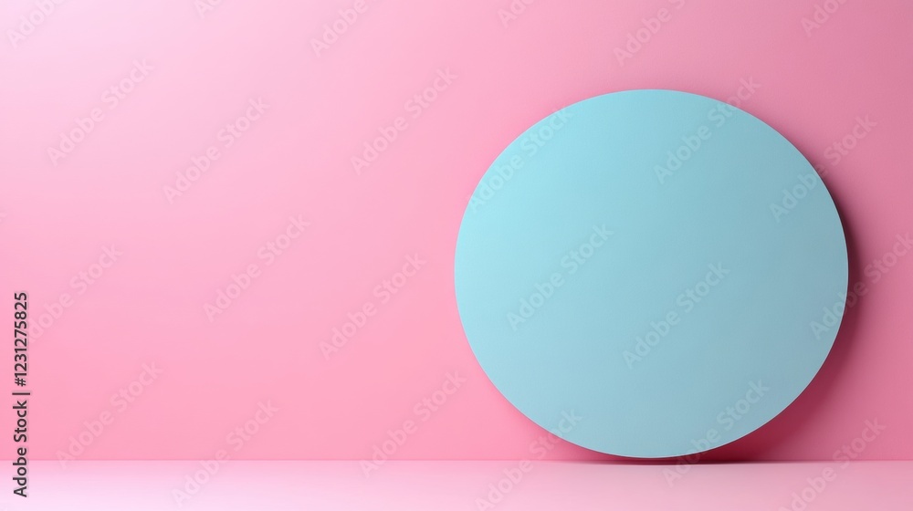 Minimalist Composition with Blue Circle in Pink Background Space Minimalist Composition with Blue Circle in Pink Background Space
