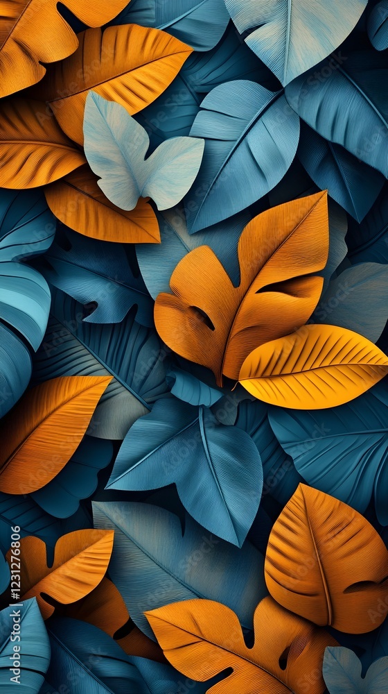 Vibrant Layered Tropical Leaf Pattern with Cinematic Nature Inspired Aesthetic Vibrant Layered Tropical Leaf Pattern with Cinematic Nature Inspired Aesthetic
