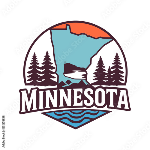 Minnesota State Emblem Featuring Forest and Nature