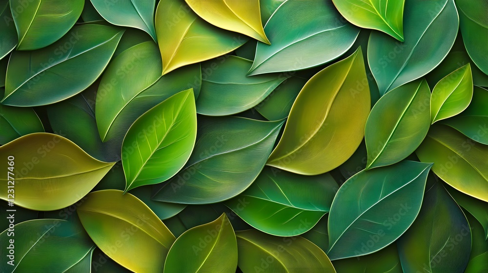 Obraz premium Lush Tropical Greenery Backdrop With Layered Leaf Silhouettes and Vibrant Color Palette