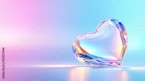 Crystal heart on a colorful gradient background.