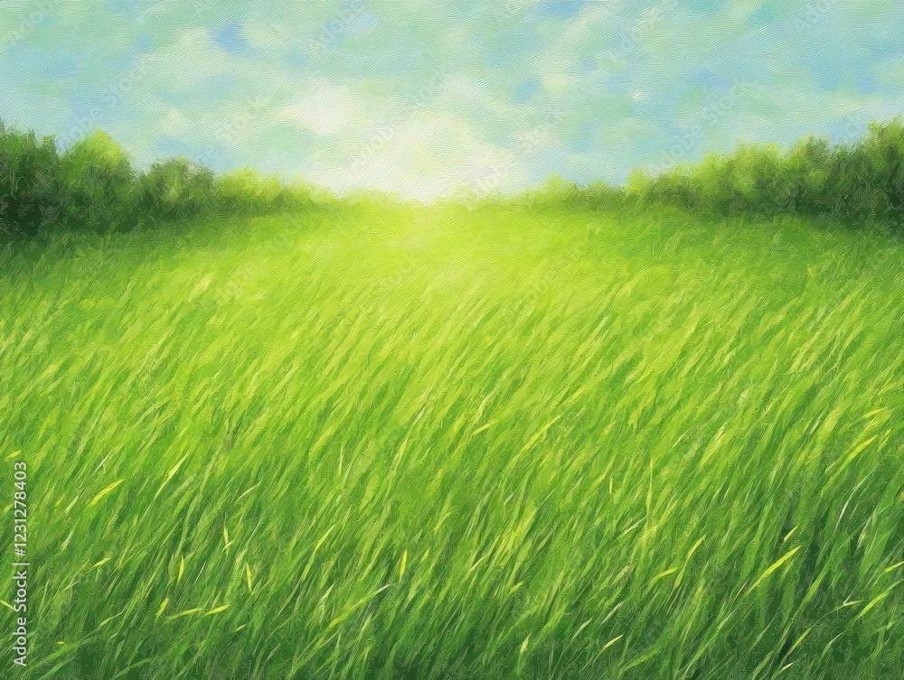 Green Grass Field Textures Impressionist Style Soft Light Natural Landscape Green Grass Field Textures Impressionist Style Soft Light Natural Landscape