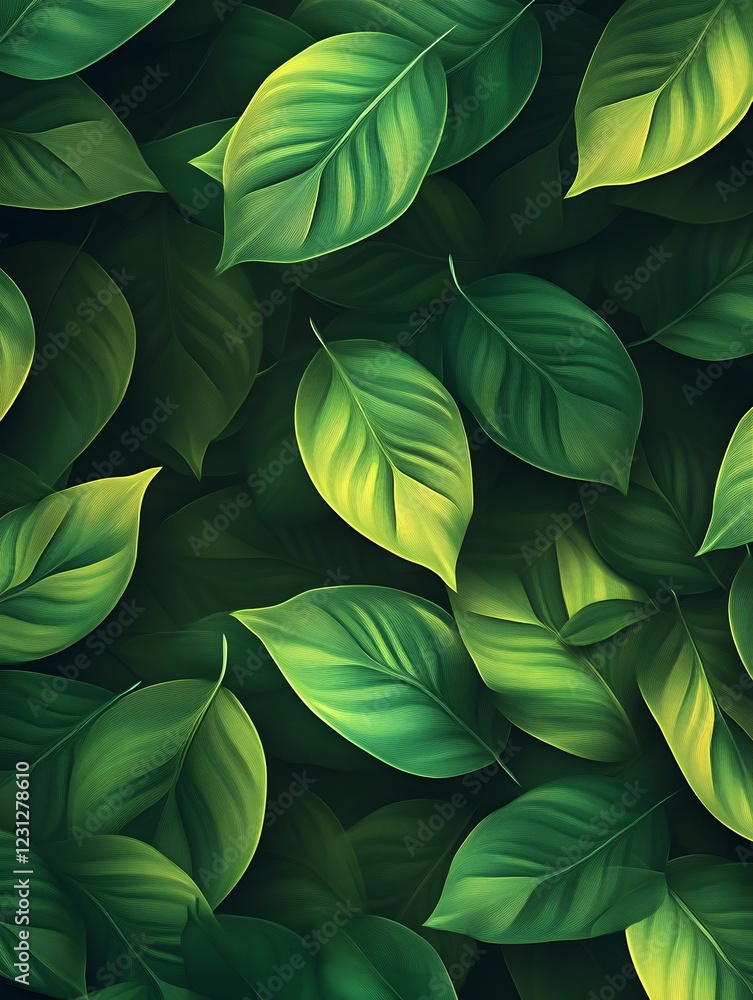 Lush Verdant 3D Leaf Pattern Decorative Botanical Background for Digital Art or Home Office Decor Lush Verdant 3D Leaf Pattern Decorative Botanical Background for Digital Art or Home Office Decor