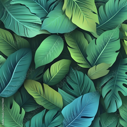 Wallpaper Mural Lush Tropical Foliage Botanical Pattern Abstract Nature Inspired Decorative Background Torontodigital.ca