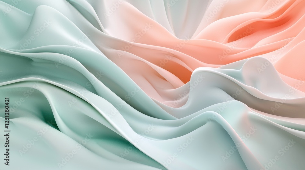 Abstract Pastel Waves: A Symphony of Peach and Mint Abstract Pastel Waves: A Symphony of Peach and Mint