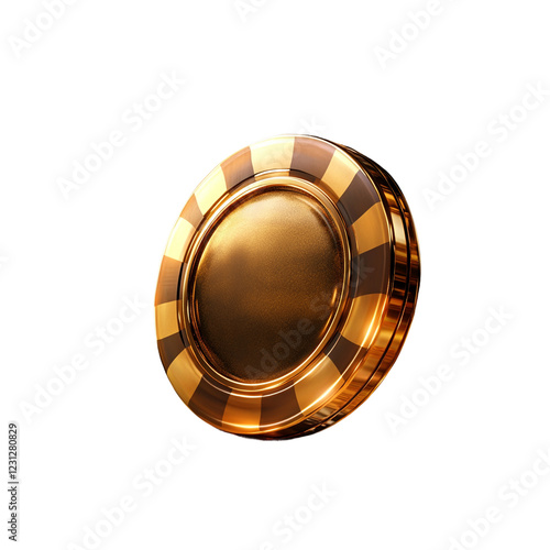 Gold poker chips in hyper-realistic style