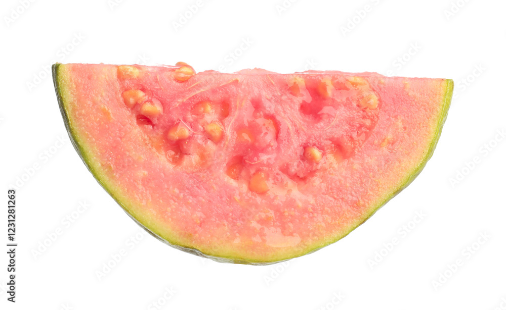 Piece of fresh guava fruit isolated on white Piece of fresh guava fruit isolated on white