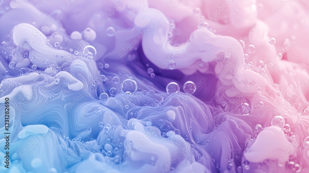 Fototapeta premium Abstract Pastel Swirls and Bubbles: A Dreamy Fluid Art Masterpiece