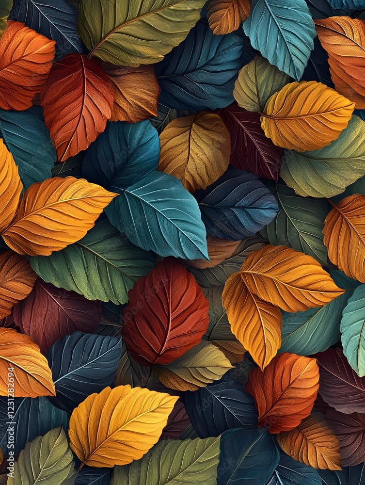 Fototapeta premium Captivating Botanical Abstract with Vibrant Autumn Foliage Patterns