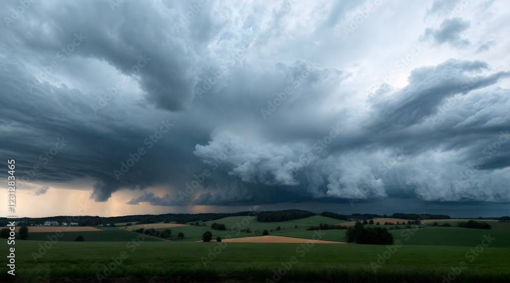 Generative AI Dramatic Storm Clouds Over Rolling Hills storm clouds rolling hills rain fields dark sky landscape rural trees drama nature power impending Generative AI Dramatic Storm Clouds Over Rolling Hills storm clouds rolling hills rain fields dark sky landscape rural trees drama nature power impending