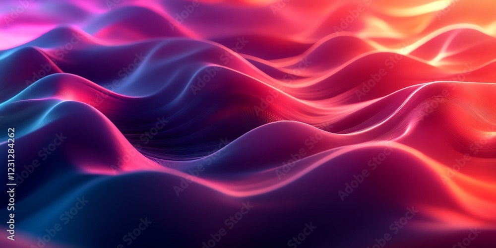 Obraz premium Experience a mesmerizing fusion of futuristic curved and wavy lines in striking red and black hues, rendered in stunning 3D with reflective surfaces and cinematic lighting, all brought to life with