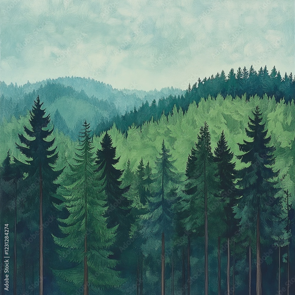 Fototapeta premium Majestic Mountain Forest Landscape