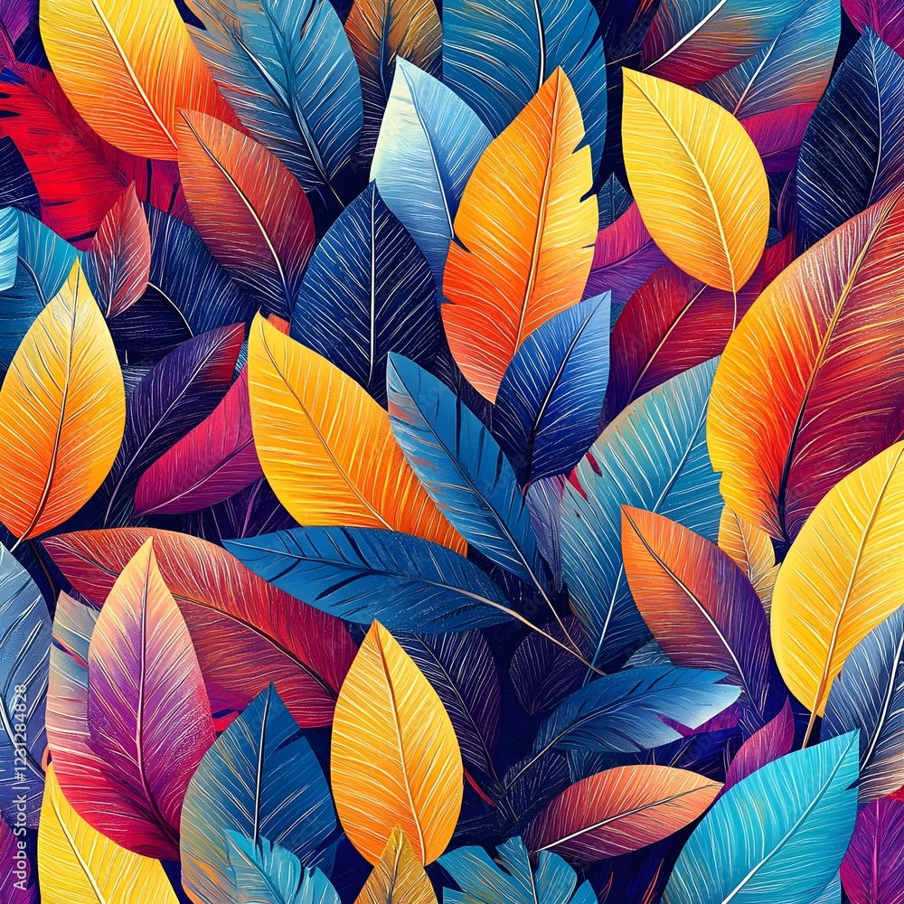 custom made wallpaper toronto digitalEnchanted Leaf Motif Vibrant Whimsical Abstract Digital