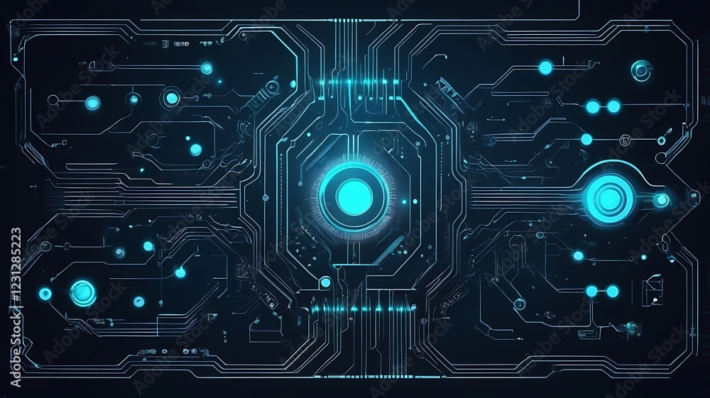Futuristic technology concept vector, glowing circuits and AI interface, high-tech design Futuristic technology concept vector, glowing circuits and AI interface, high-tech design
