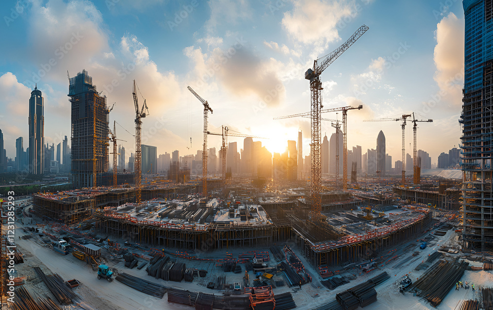 Obraz premium Construction site on which to build high rise buildings
