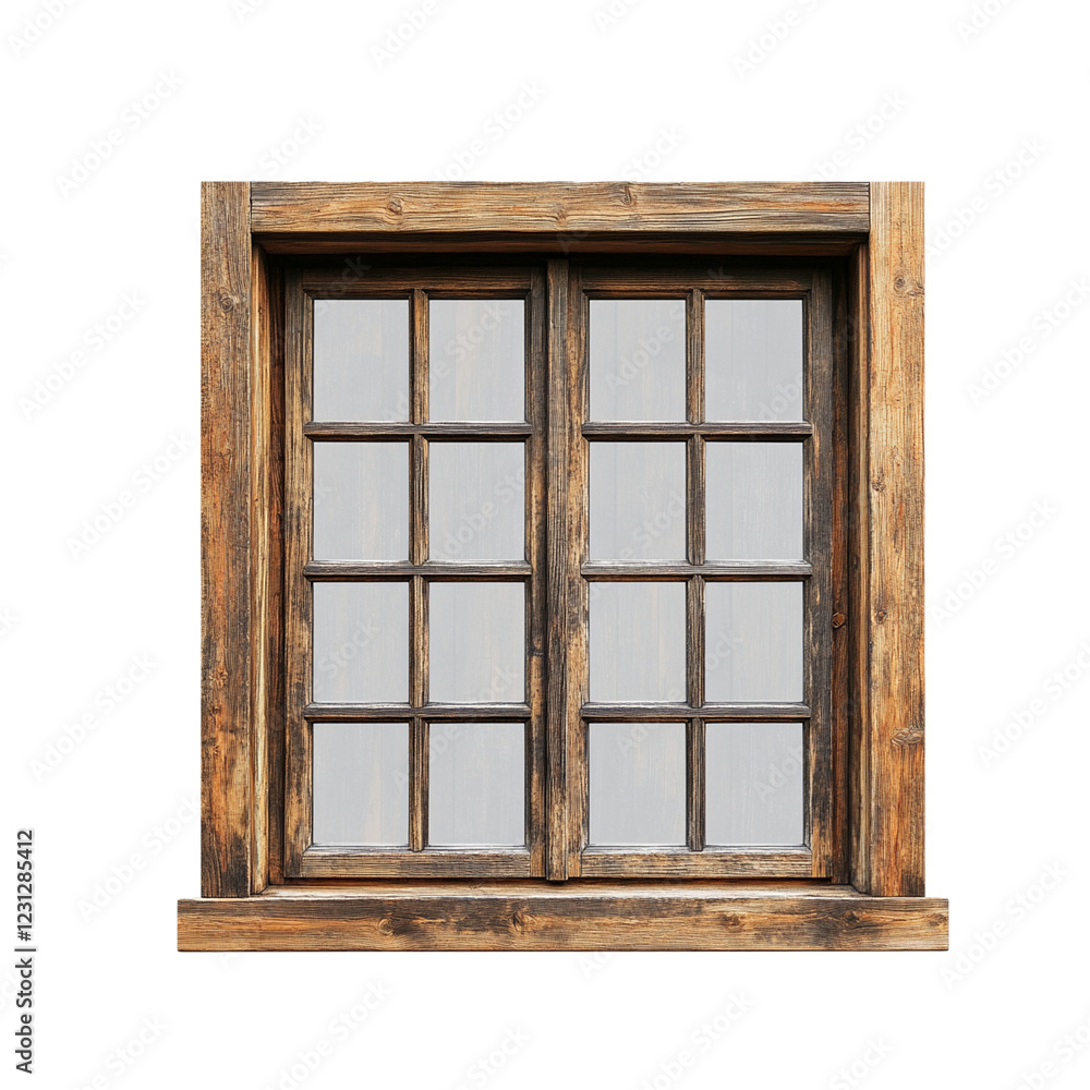 Wooden window in minimalist flat design Wooden window in minimalist flat design
