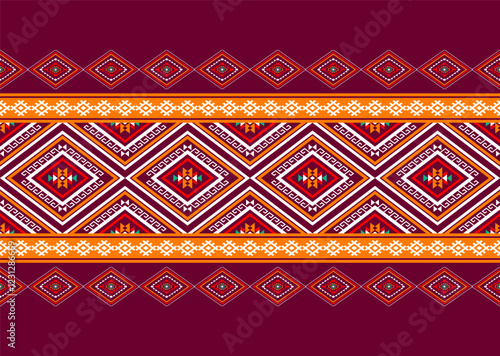 Geometric ethnic oriental seamless pattern traditional Design for background,carpet,wallpaper.clothing,wrapping,Batik fabric,Vector illustration.embroidery style - Sadu, sadou, sadow or sado