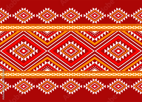 Geometric ethnic oriental seamless pattern traditional Design for background,carpet,wallpaper.clothing,wrapping,Batik fabric,Vector illustration.embroidery style - Sadu, sadou, sadow or sado