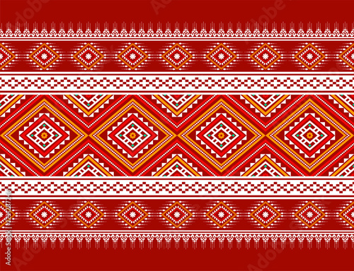 Geometric ethnic oriental seamless pattern traditional Design for background,carpet,wallpaper.clothing,wrapping,Batik fabric,Vector illustration.embroidery style - Sadu, sadou, sadow or sado
