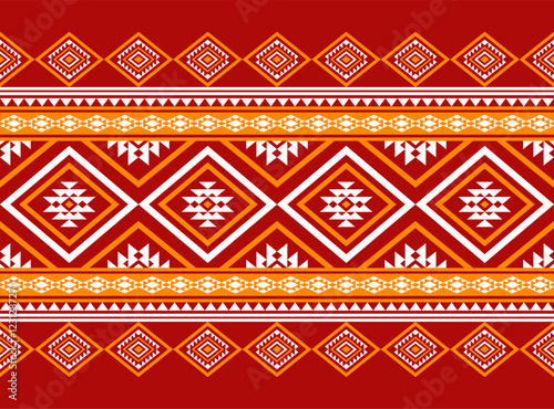 Geometric ethnic oriental seamless pattern traditional Design for background,carpet,wallpaper.clothing,wrapping,Batik fabric,Vector illustration.embroidery style - Sadu, sadou, sadow or sado