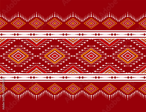 Geometric ethnic oriental seamless pattern traditional Design for background,carpet,wallpaper.clothing,wrapping,Batik fabric,Vector illustration.embroidery style - Sadu, sadou, sadow or sado