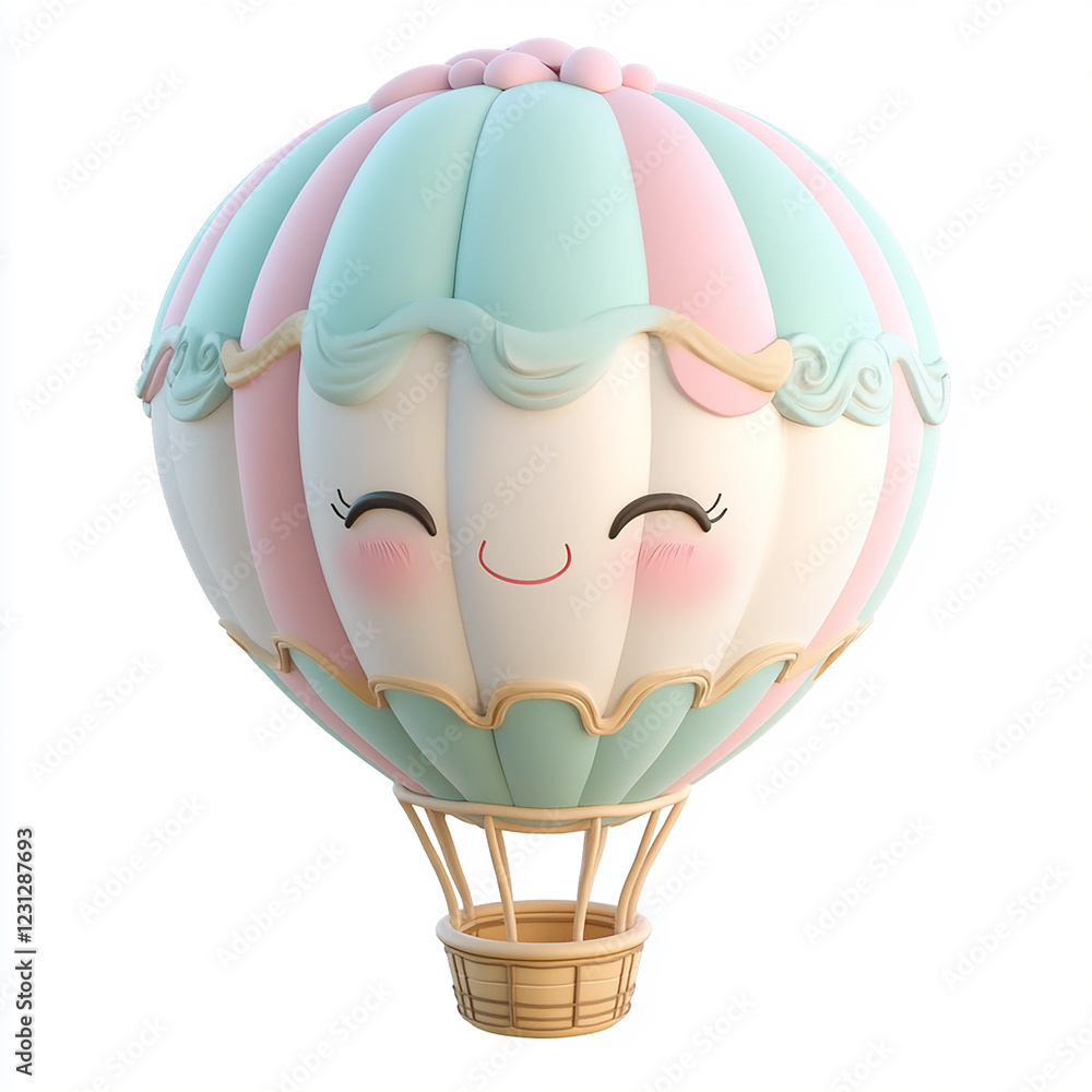 Fototapeta premium adorable kawaii hot air balloon character isolated