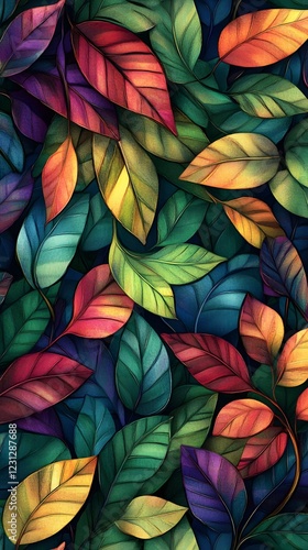 Wallpaper Mural Harmonious Foliage Tapestry   Vibrant and Flowing Abstract Nature Pattern Background Torontodigital.ca