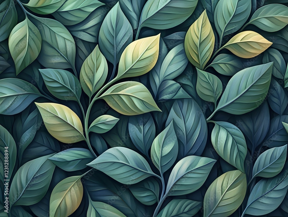 custom made wallpaper toronto digitalCaptivating Seamless Decorative Botanical Leaves Pattern Background with Overlapping Fronds and Gouache Application