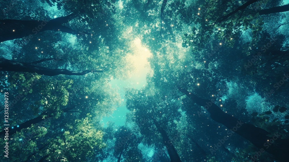 Fototapeta premium Enchanted Forest Glowing Trees