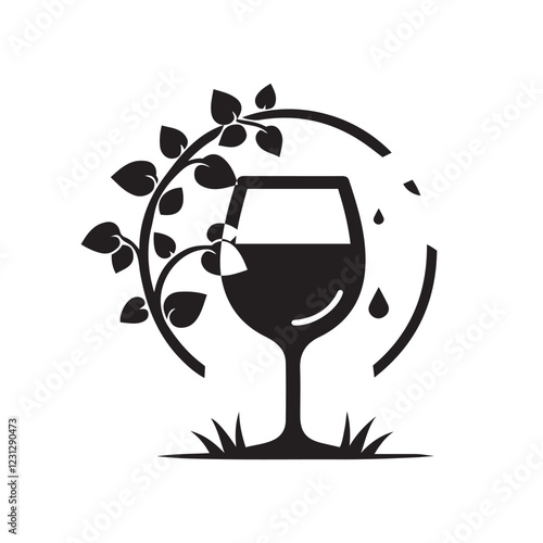 Minimalist Wine Glass Icon Vector Illustration