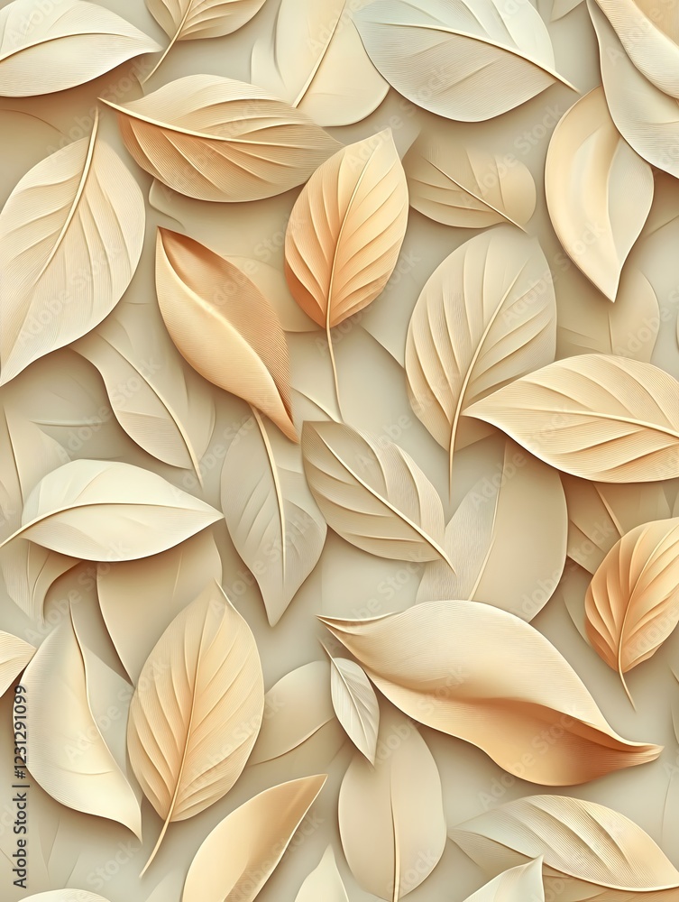 Abstract Decorative 3D Leaves Cascading Foliage Rhythmic Patterning Digital Painting High Art Deco Abstract Decorative 3D Leaves Cascading Foliage Rhythmic Patterning Digital Painting High Art Deco