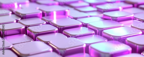 Vibrant squares with a glossy finish and lighting.