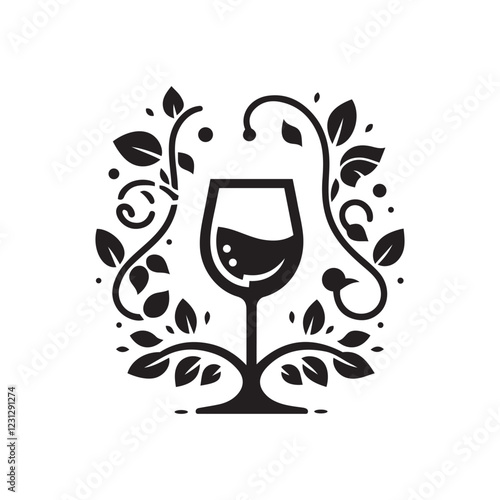 Minimalist Wine Glass Icon Vector Illustration