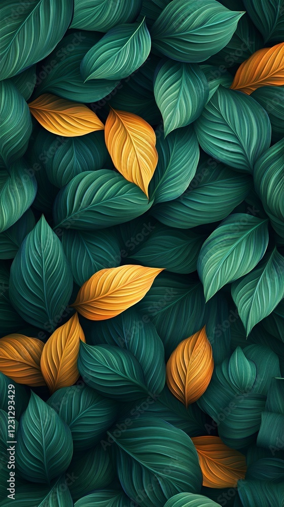 custom made wallpaper toronto digitalVerdant Interwoven 3D Leaf Pattern with Layered Organic Structures and Minimal Aesthetic