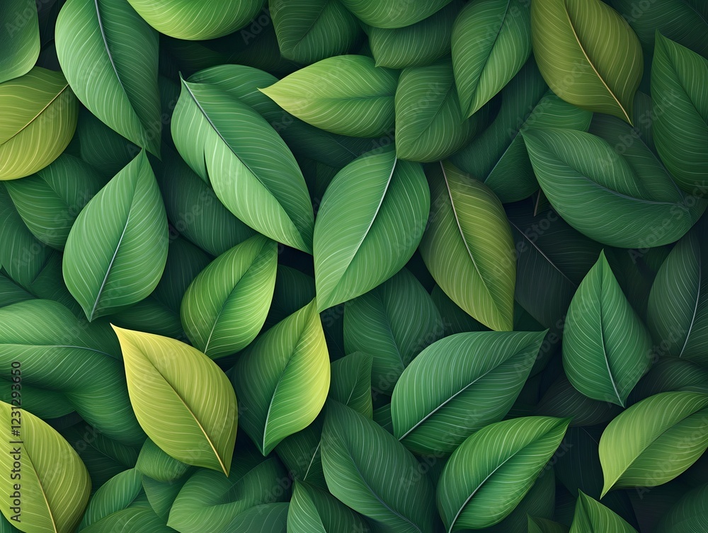 Seamless Abstract Decorative 3D Leaves Pattern Background with Verdant Tapestry and Hypnotic Geometry Seamless Abstract Decorative 3D Leaves Pattern Background with Verdant Tapestry and Hypnotic Geometry