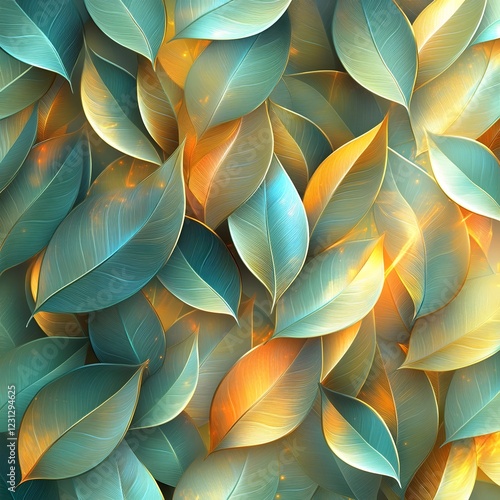 Wallpaper Mural Lush Verdant Abstract 3D Foliage Botanical Pattern with Prismatic Light Effects Torontodigital.ca