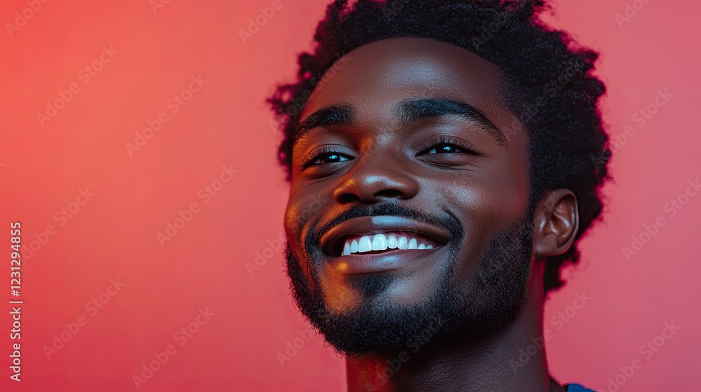 Portrait of a smiling young black man with a red background. Portrait of a smiling young black man with a red background.