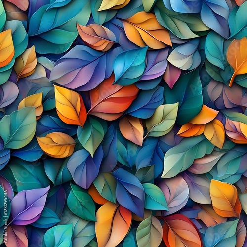 Vibrant Surreal Dreamscape of Overlapping 3D Floral Motifs in Jewel Toned Hues