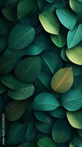 Wallpaper Mural Luxuriant Overlapping Leaf Forms with Mesmerizing Geometric Patterns in Ethereal Digital Art Background Torontodigital.ca