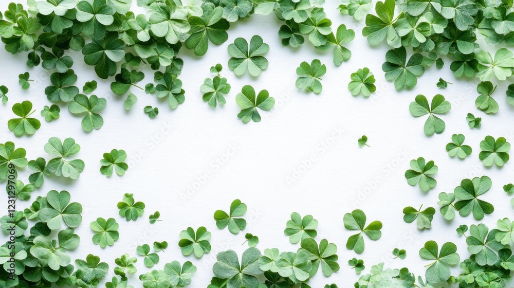 Fresh Green Clover Leaves with a White Background for Nature Themes Fresh Green Clover Leaves with a White Background for Nature Themes