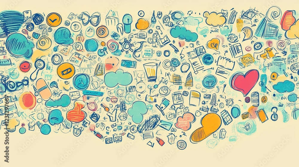 Fototapeta premium Colorful Idea Cloud Brainstorming Session