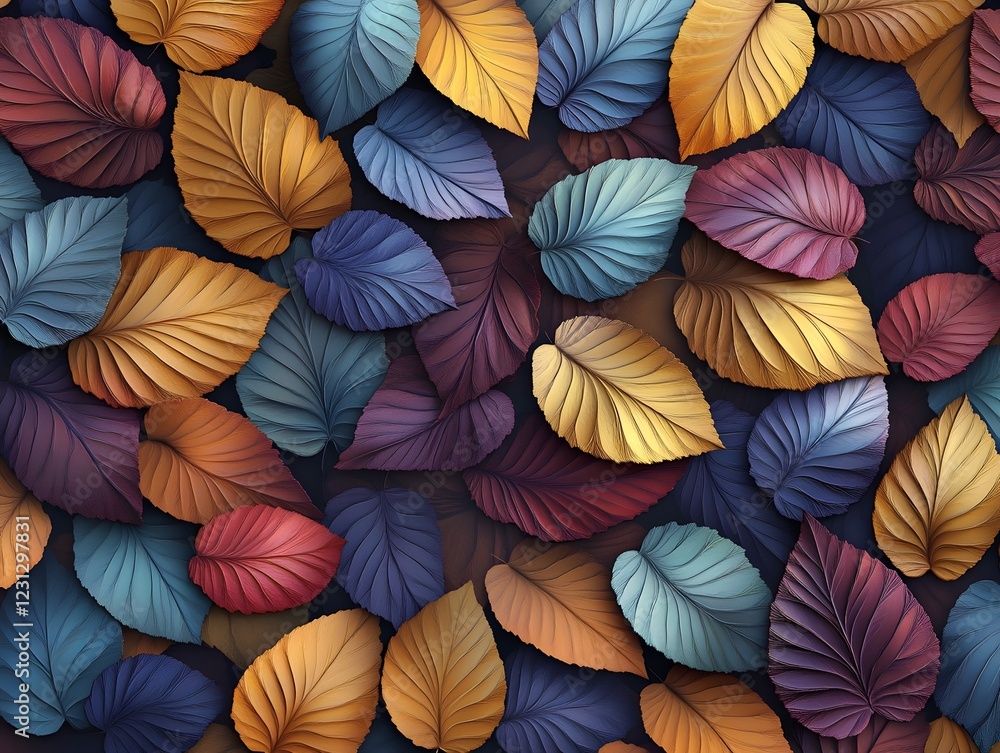 Lush Layered 3D Leaves Pattern with Vibrant Gradient Hues and Ornate Digital Sculpture Background Lush Layered 3D Leaves Pattern with Vibrant Gradient Hues and Ornate Digital Sculpture Background