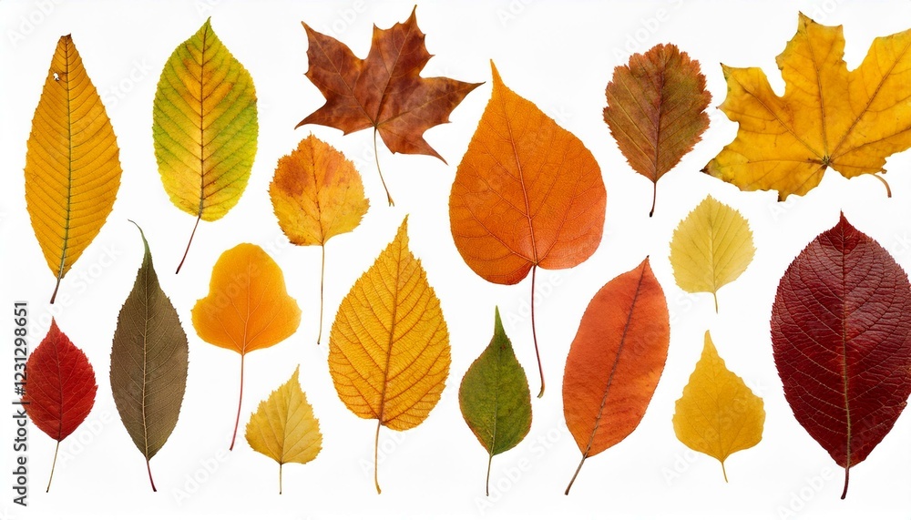 Obraz premium Autumn maple leaves. Collection of autumn leaves isolated on white background.