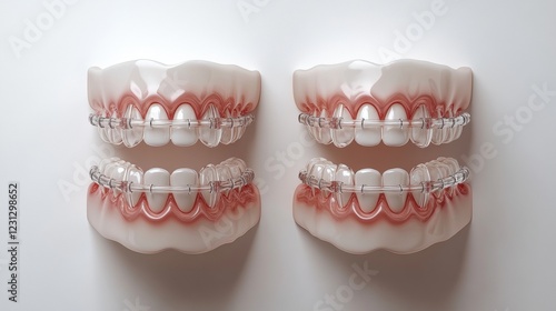 Wallpaper Mural Transparent dental aligners for orthodontic treatment on white background Torontodigital.ca